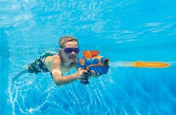 photo of child playing with swim toy