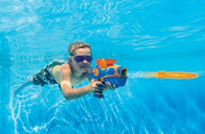 photo of child playing with swim toy