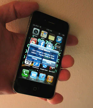 photo of iPhone receiving text about water testing