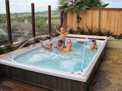 photo of kids playing in swim spa