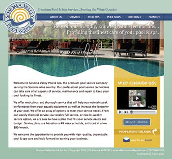 screen shot of Sonoma Valley Pool & Spa website