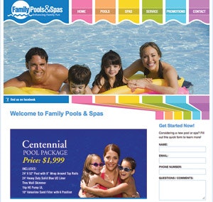 screen shot of Family Pools and Spas website