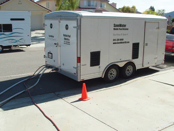 photo of mobile pool filtration truck