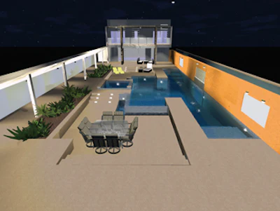 rendering of backyard pool design
