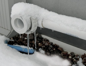 photo of frozen outdoor pool pipe