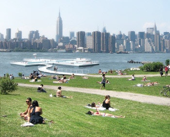 rendering of a floating pool in New York's East River