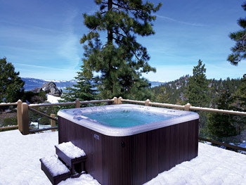 photo of a spa with snowy background