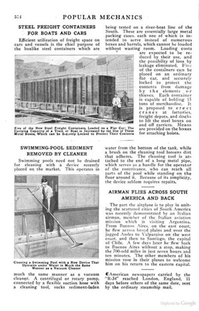 photo of article about pool vacuuming in 1919