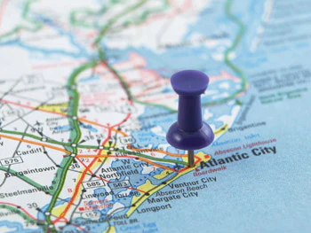 photo fo map with a pin at Atlantic City