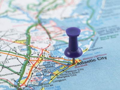 photo fo map with a pin at Atlantic City