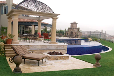 photo of pavilion with vanishing edge pool