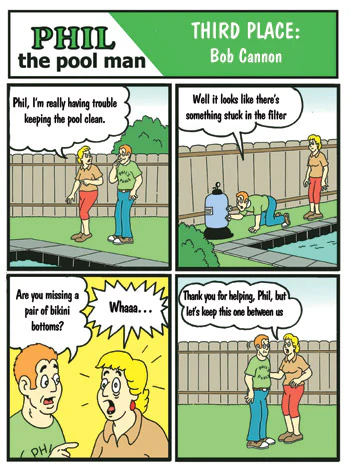 cartoon of Phil The Pool Man - thrid place winner