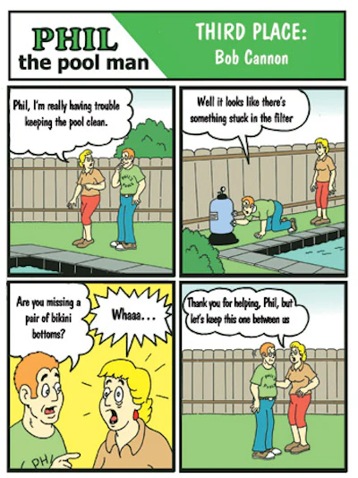 cartoon of Phil The Pool Man - thrid place winner