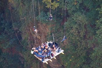 photo of suspended hot tub