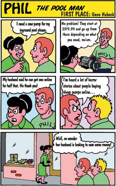 cartoon of Phil The Pool Man - first place winner