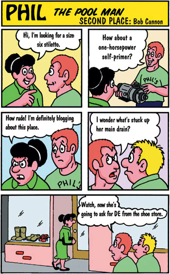 cartoon of Phil The Pool Man - second place winner