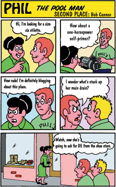cartoon of Phil The Pool Man - second place winner
