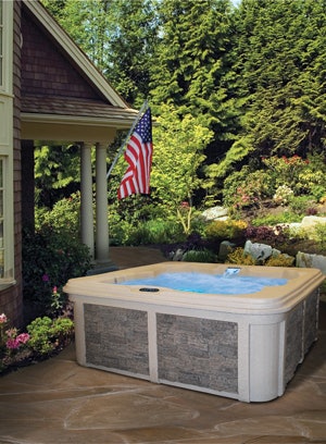 photo of portable spa on a patio