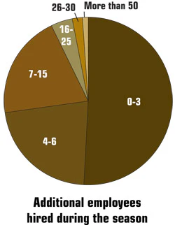 chart showing number of additional employees hired during the season in 2010