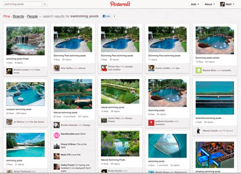 screen capture of pools on Pinterest