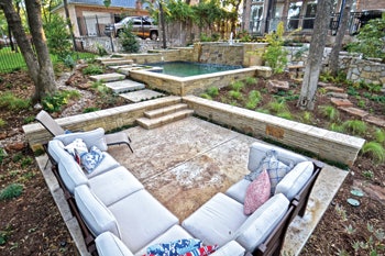 image of tightly spaced pool and patio by Mike Farley of Claffey Pools