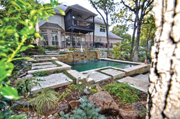 image of tightly spaced pool and patio by Mike Farley of Claffey Pools