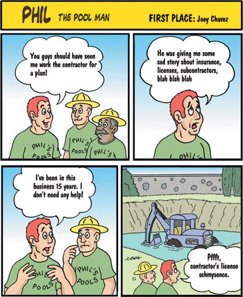 cartoon of Phil The Pool Man - first place winner