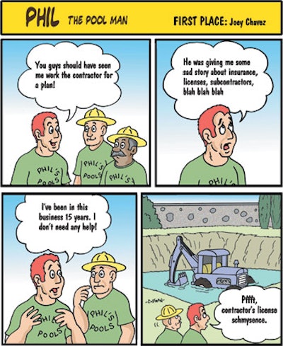 cartoon of Phil The Pool Man - first place winner