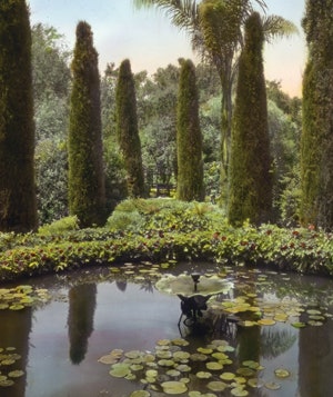 Water garden at Robert Cameron Rogers house in Santa Barbara, CA