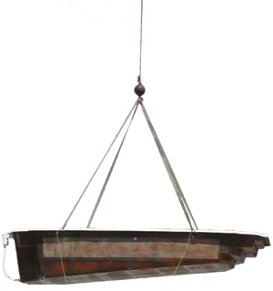 fiberglass pool being lifted by crane