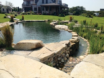 photo of pond fountain