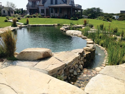 photo of pond fountain