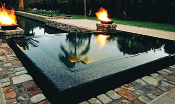 photo of pool using fire and water