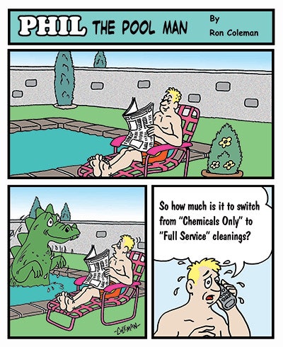 cartoon of Phil The Pool Man - first place winner