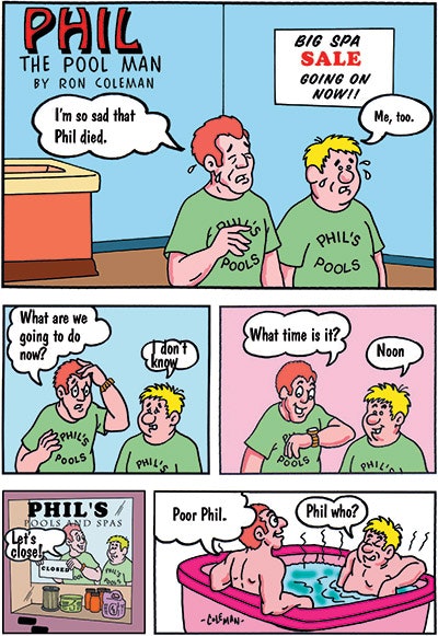 cartoon of Phil The Pool Man - swinner
