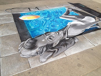 photo of chalk pool drawing