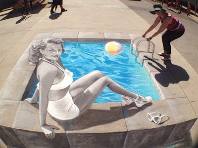 photo of chalk pool drawing