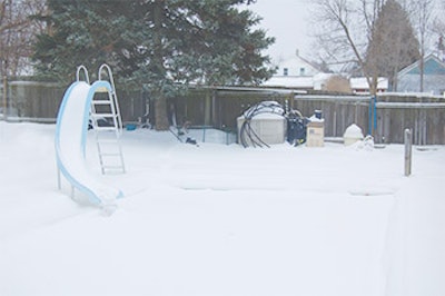 photo of a pool in winter
