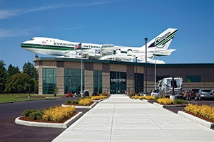 photo of a plane converted into a waterpark