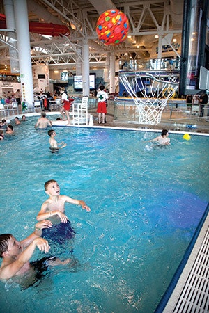 photo of a plane converted into a waterpark