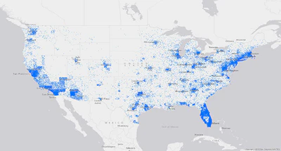 photo of U.S. map showing areas where backyard swimming pools are prominent
