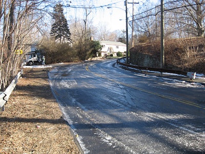 photo of iced-over road