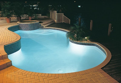 photo of a pool lit by LED lights