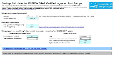 screenshot of ENERGY STAR savings calculator