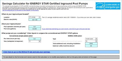 screenshot of ENERGY STAR savings calculator