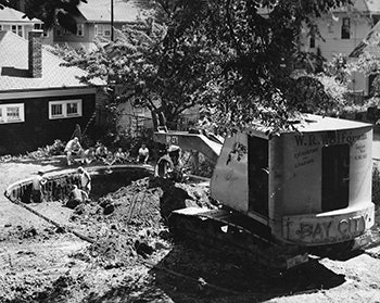 photo of pool construction in 1963