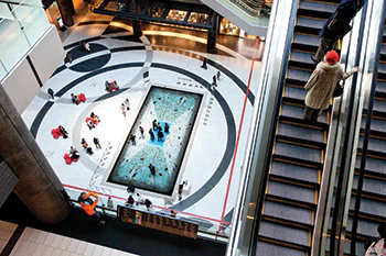 photo of people on a pool illusion carpet