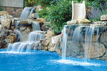 photo of a pool pond with waterfalls