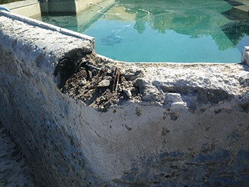 photo of a cracking pool wall