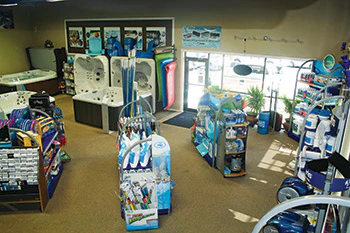 photo of a pool showroom